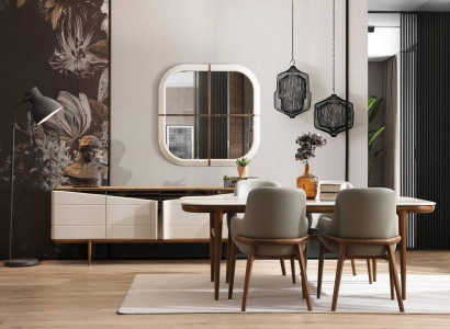 Brown-white dining room furniture designer dining room set luxury 9-piece set