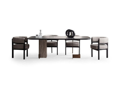 Brown dining room set Luxurious dining table with 6x chairs 7-piece set