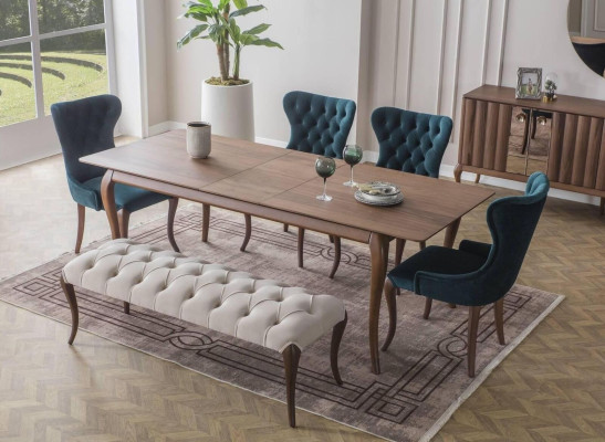 Chesterfield Dining room Stool and 4X Upholstered Chairs Dining room Dining table