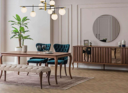 Brown and White Dining room Furniture Chesterfield Designer Stool Luxury Dining table