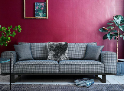 Designer Gray Couch Luxurious Living room 3-Seater Textile Sofa Three