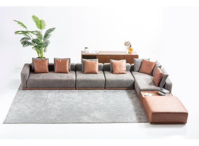 Gray Living room Seat Living landscape Corner suite Designer fabric sofa