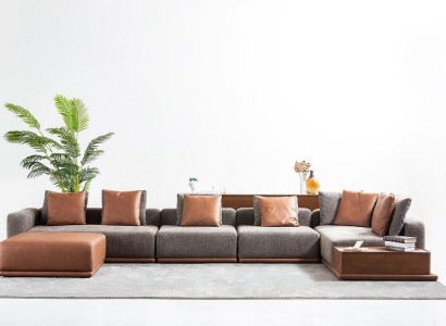 Upholstered sofa Corner suite Corner sofa L-shape fabric sofa Couch Modern Sofa Gray