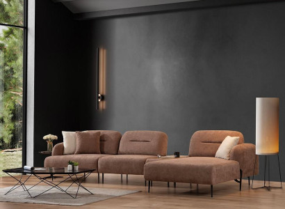 Brown Living room Corner sofa Designer Upholstery Living landscape L-shape Couch