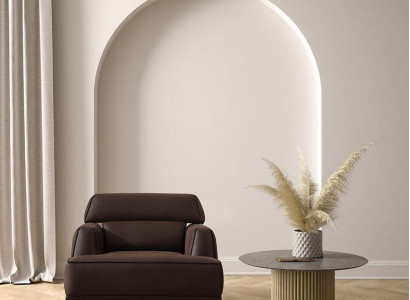 Designer Brown Armchair Upholstered furniture Lounge Single Seater Living room Furniture
