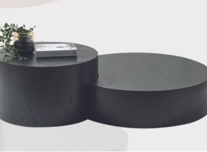 Modern Black Coffee table set Designer Round Coffee table Side table