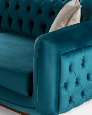 Design Couch 3 Seater Sofa Three Seater Upholstery Fabric Turkis Seat Pad