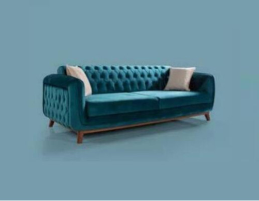 Design Couch 3 Seater Sofa Three Seater Upholstery Fabric Turkis Seat Pad