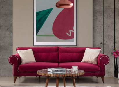 Red Sofa 3 Seat Textile Sofas Couch Upholstery Luxury Furniture Modern Three Seater