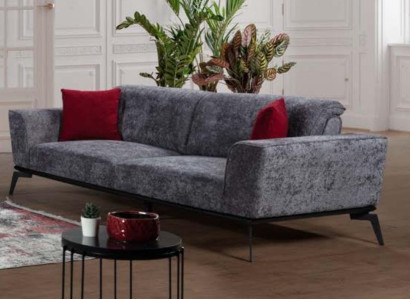 Sofa 3 Seater Sofas Fabric gray Textile Upholstery Living room Textile Gray