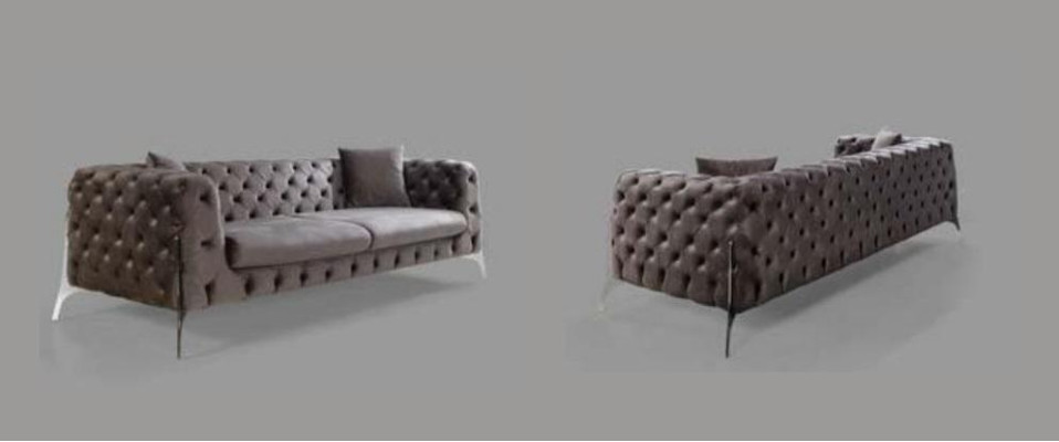 Chesterfield Gray Sofa 3 Seater Living room Sofas Textile Upholstery