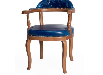 Dining room Wood Chair with Armrest Classic new Design Upholstery Chair Seat Blue