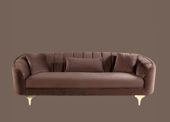 Luxury Living room Couch Seating Set Brown Beige Set 3+3+1 Seating group n
