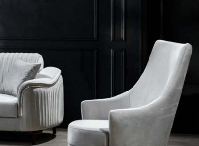 Modern living room armchair single seater design wood color gray textile
