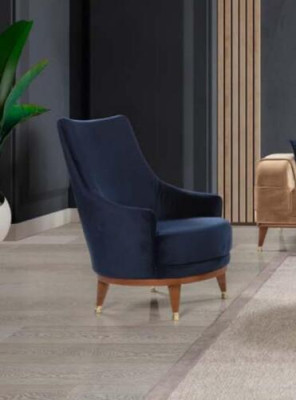 Modern Armchair Living room 1 Seater Designer Lounge Color Blue Wood