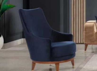 Modern Armchair Living room 1 Seater Designer Lounge Color Blue Wood