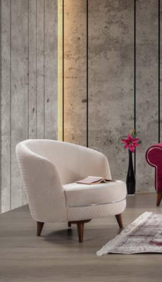 Beige Elegant Armchair Single Seater Design Living room Upholstery Furniture