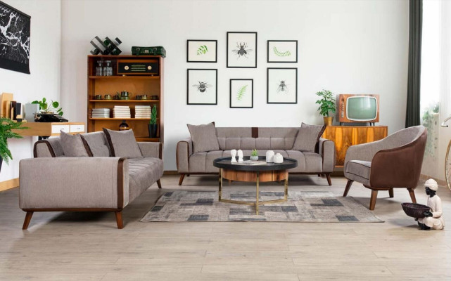 Armchair Single Seater Textile Living room Lounge Design Furniture Color Gray