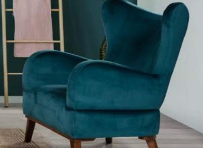 Armchair 1 Seater Design Living room Upholstery Wood Modern Turquoise