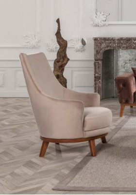 Armchair Upholstery Furniture Living room Single Seater Relax Textile Lounge Armchair Beige