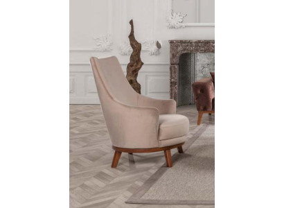 Armchair Upholstery Furniture Living room Single Seater Relax Textile Lounge Armchair Beige