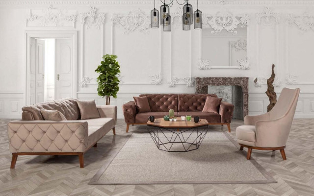 Armchair Upholstery Furniture Living room Single Seater Relax Textile Lounge Armchair Beige