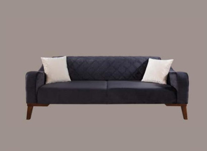 Elegant black three-seater couch sofa living room seating furniture velvet