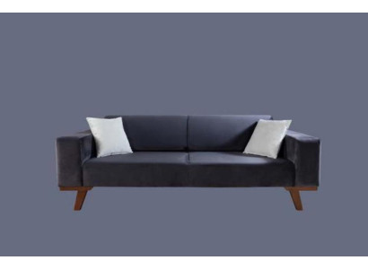Black Sofa 3 Seater Upholstery Couch Living room Wood Furniture