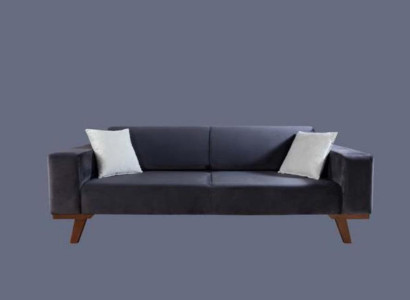Black Sofa 3 Seater Upholstery Couch Living room Wood Furniture
