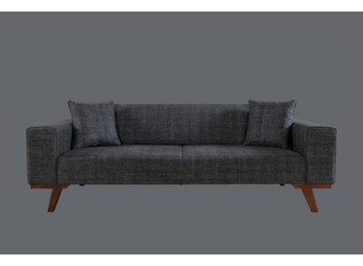 Black Sofa 3 Seater Textile Couch Three Seater Upholstery Furniture
