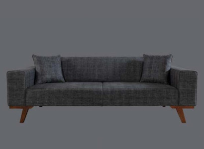 Black Sofa 3 Seater Textile Couch Three Seater Upholstery Furniture