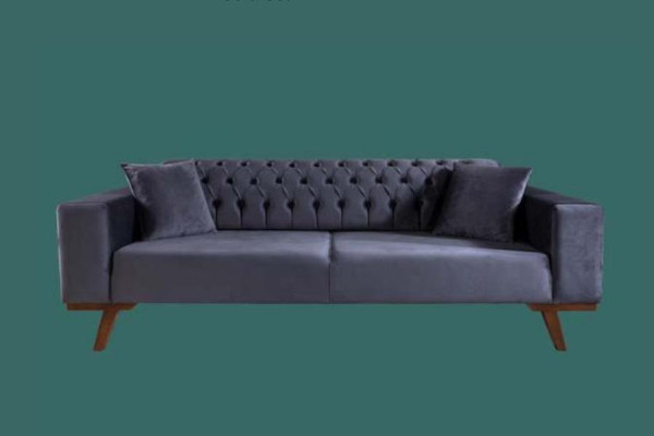 Design Sofa Three Seater Modern Couch Gray Furniture Upholstery Wood