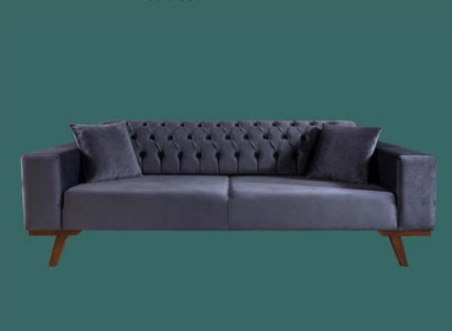 Design Sofa Three Seater Modern Couch Gray Furniture Upholstery Wood