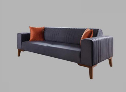 Gray Three Seater Couch Elegant Sofa Seat Furniture Living Room Velvet