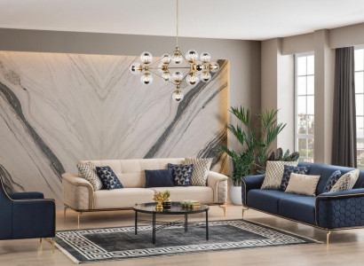 Sofa set Suite Sofas Sofa Armchair Three-seater 3+3+1 Seater Fabric Group Neuu