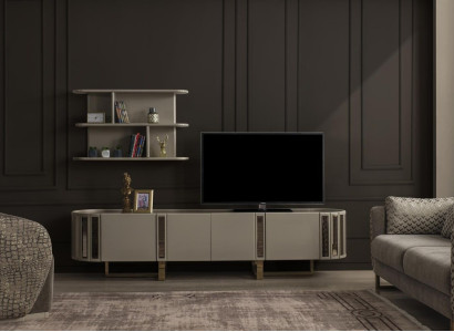 Oval TV stand TV-cabinet Lowboard tv Sideboard Chest of drawers Living room Wood Furniture