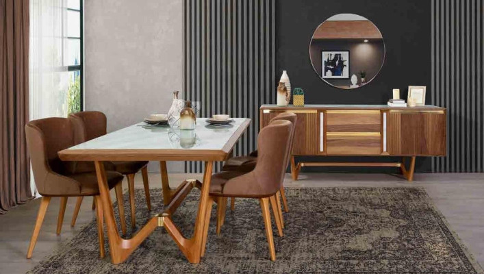 Dining set Table Tables 6tlg Suite new Dining table 4x Chairs Chair Dining room Set