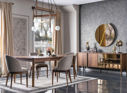 Complete Suite Dining set Dining table Sideboard 4x Chairs Dining set Furniture 6 pieces.