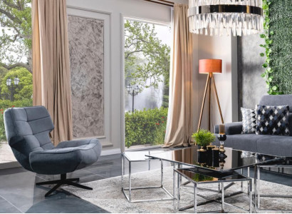 Luxury Armchair Wing Chair Club Chair Fabric Modern Living room Relax Swivel Lounge