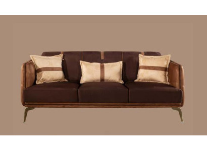 Three Seater Sofa 3 Seater Sofas Seat Fabric Modern Style Textile Couches Furniture Brown