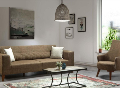 Sofa set 3+1 Seat Upholstery Sofa Upholstery Furniture brown Fabric