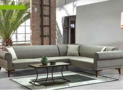 Corner sofa L-shape Couch Upholstery Luxury Living room Soft Style Sofa Gray