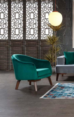 Sofa set 3+3+1 Seater Designer Living landscape Gray Turkis Green