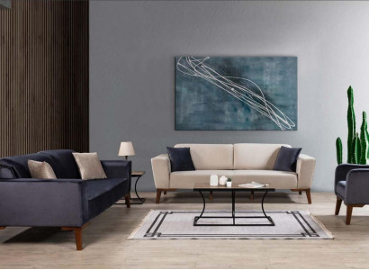 Sofa set 3+3+1 Seater Sofa Couch Set Textile Armchair Living room