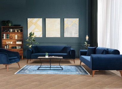 Sofa set 3+3+1 Seater Sofa Armchair Royal Blue e Couch Velvet 3pcs