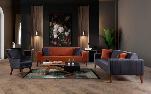 Sofa set Sofa Suite Sofas 3+3+1 Seat Fabric 3-piece Couch Set Upholstery Textile