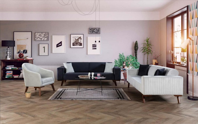 Luxury sofa set three seater 3+3+1 seat fabric sofa armchair textile style