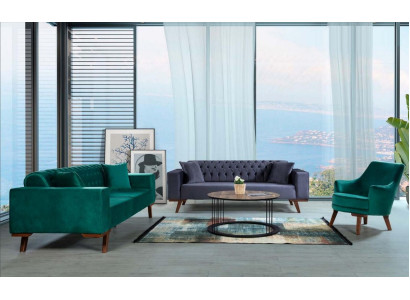 Sofa set 3+3+1 Seat Living room style couch sofa purple turquoise