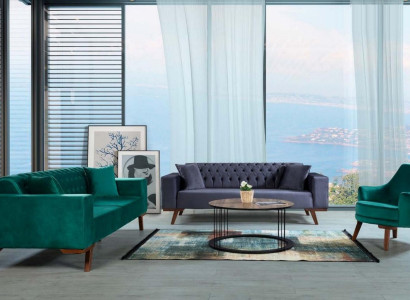 Sofa set 3+3+1 Seat Living room style couch sofa purple turquoise