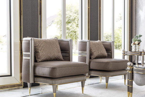 Armchair Brown Elegant Upholstery Fabric 1 Seater Style Modern Furniture Living room new